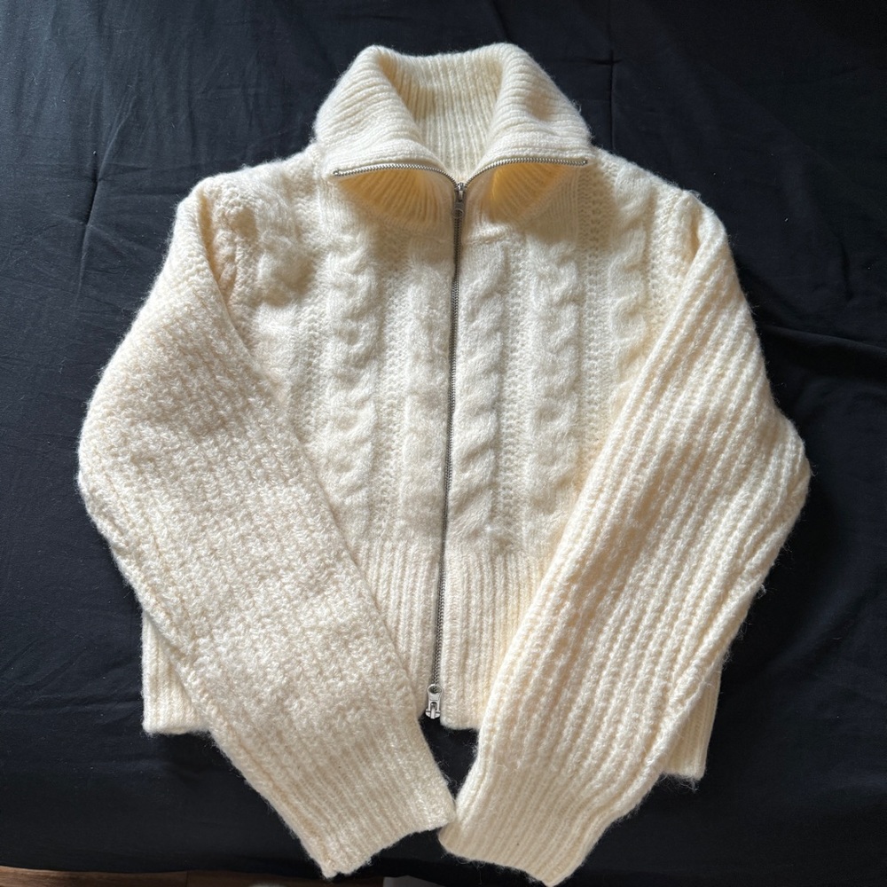 Cropped zip up sweater